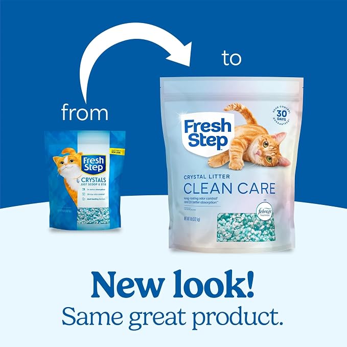 Fresh Step Clean Care Crystal Cat Litter, 8 lb., 2 Pk | Crystal Litter, Scented with Febreze Freshness, Naturally Light Weight, Low Dust, Febreze Freshness for up to 30 days
