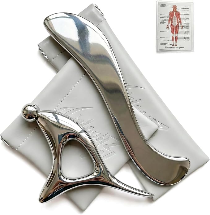 Muscle Scraper Tool Stainless Steel, Gua sha Tool Set for Full Body, Metal Myofascial Release Tool, Scraping Tool Physical Therapy Equipment, Deep Tissue Massager Fascia Scraper (2Pcs)