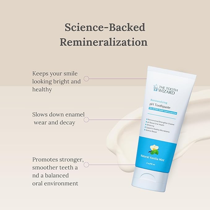 THE TOOTH WIZARD pH Balancing Toothpaste | Natural Vanilla Mint Flavor | Fluoride-Free | SLS-Free | Gentle Whitening | Supports Healthy Oral Microbiome | 3 Pack