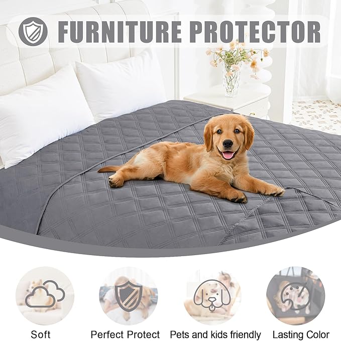 Smiry Waterproof Dog Bed Cover, Reversible Pet Blanket for Sofa Couch | Soft Washable Dog Blanket, Leakproof Couch Cover for Dogs Cats & Furniture Protection, 30x70, Grey/Grey