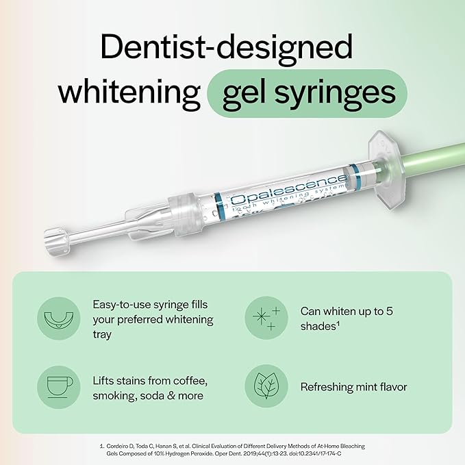 Opalescence 10% Teeth Whitening Kit - Gel Syringes Refills - Low Sensitivy (8 Units) - Fluoride, Carbamide Peroxide - Made in The USA by Ultradent 5211-4