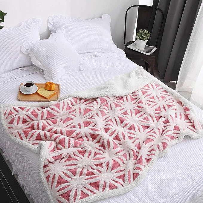 LOMAO Sherpa Fleece Blanket Gifts for Mom Dad Cozy Soft Throw Blanket for Women Men Birthday Gifts Dual Sided Couch Sofa Bed Blanket (Pink,51x63)