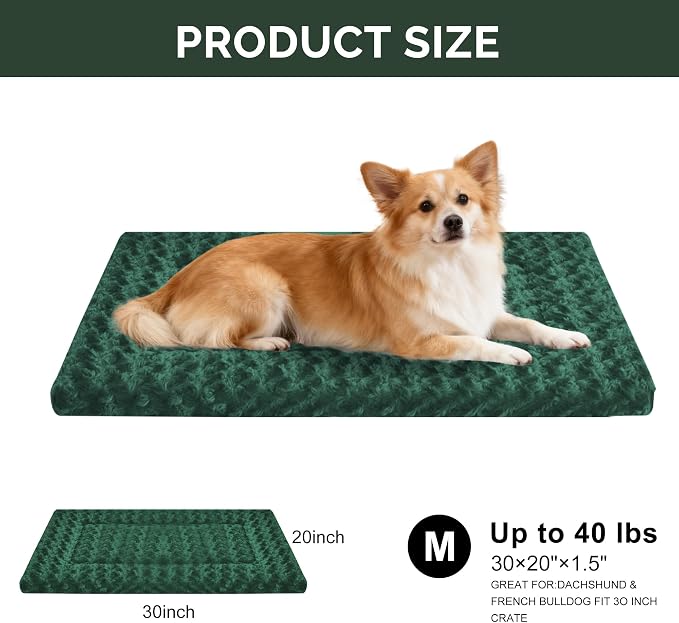 Dog Bed Mat for Small/Medium/Large Dogs Sleeping, Soft, Durable, Washable & Anti-Slip Crate Pads, Reversible Dog Mat Bed Kennel Mat Cat Bed M(30"*20"*1.5")