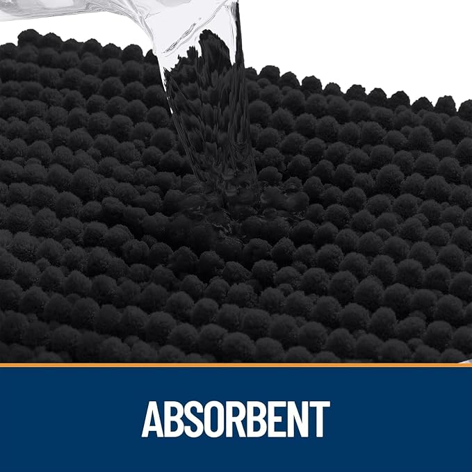 OLANLY Dog Door Mat for Muddy Paws 59x24, Extra Absorbent Chenille Mud Mat | Black, Absorbs Moisture and Dirt, Non-Slip Machine Washable Doormat, Quick-Drying Indoor Entryway Floor Mat for Dogs
