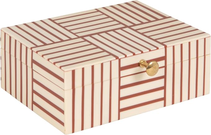 Bloomingville Terracotta & White Striped Resin Storage Box