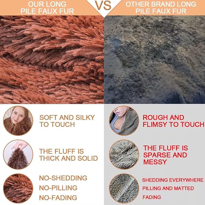YUSOKI Long Faux Fur King Size Blanket, Brown, 90" x 104" | Ultra Soft, Lightweight for All Season Use, stays fluffy after repeated washes, Perfect Gifts, Machine Washable