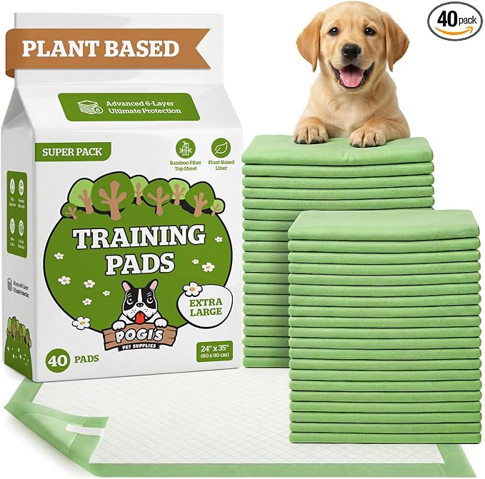 Pogi’s Potty Pads with Sticky Tabs – XL, Super Absorbent, Odor Blocking, 40-Count (24x35in)