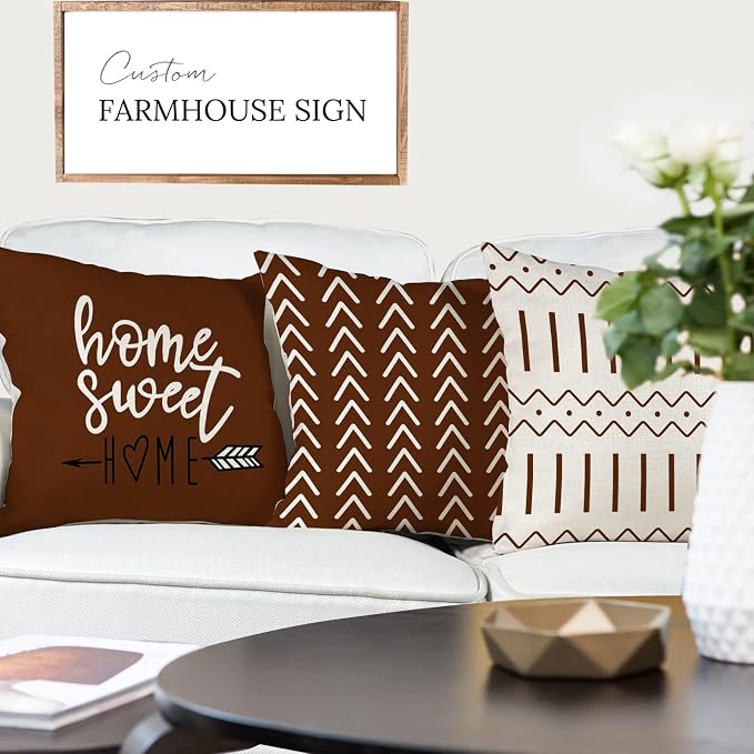 YCOLL Pillow Covers 20x20 Set of 4, Modern Sofa Throw Pillow Cover, Decorative Outdoor Linen Fabric Pillow Case for Couch Bed Car, Coffee