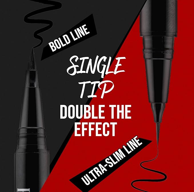 NOON'S UP Flat Eye-Liner - Waterproof Liquid Eyeliner Pen | Ultra-Slim & Bold Black Eyeliner | Quick-Dry & Waterproof Liquid Liner | Long Wear & No Smudge | Look-Defining Black Pen (0.017 Fl. Oz.)