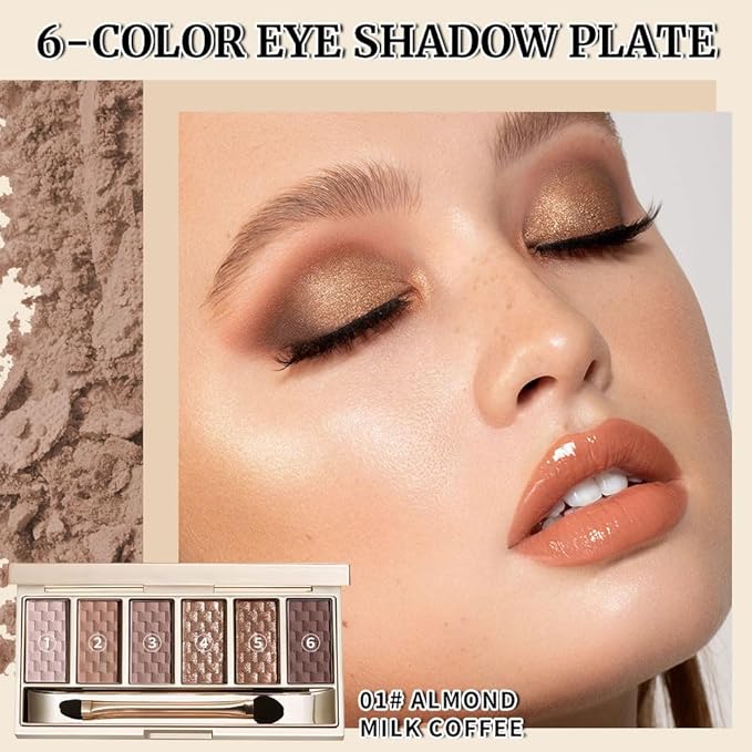 Neutral Nude Brown Eyeshadow Palette–6Matte&Shimmer Shades, Blendable Long-Lasting Eye Shadow Kit for Natural Everyday Makeup, Soft Glam Looks&Mature Eyes, Smooth Formula, Valentine’s Day Gift for Her