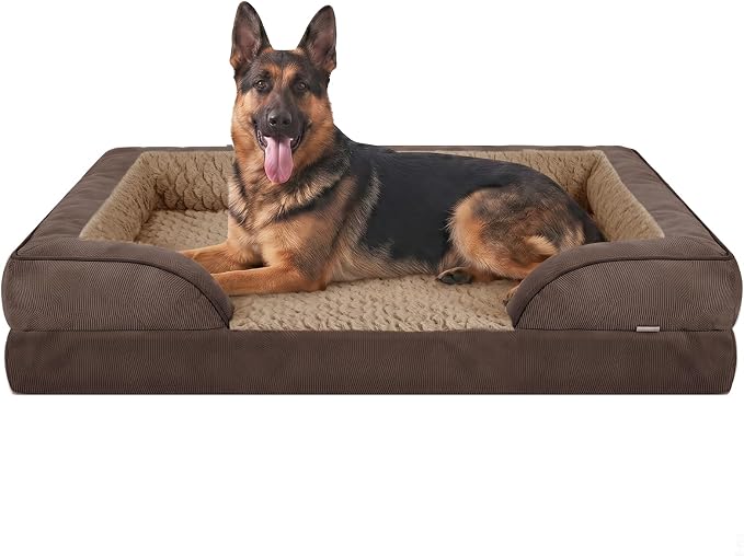 Orthopedic Dog Bed for Extra Large Dogs, XXL Egg-Crate Foam Dog Couch with Washable Removable Cover, Waterproof Lining and Nonskid Bottom