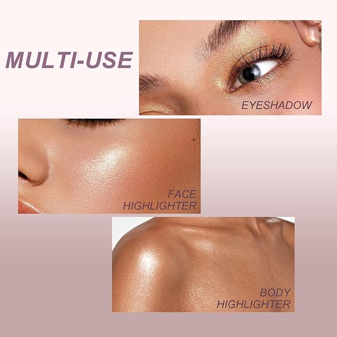 YOUNG VISION Pressed Powder Highlighter, Baked Natural Glow Contour Powder & Face Highlighter, Cruelty Free, Shimmer Highlighting Makeup for Face, Eye, Eyeshadow, Body, Skin (Silver)