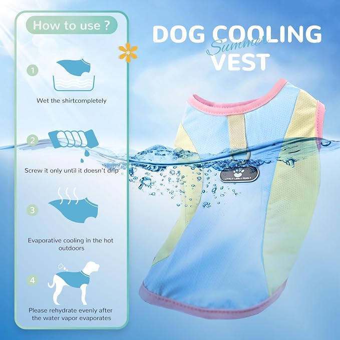 Dog Cooling Vest with D-Ring Dog Tshirt Sun Protection Small Puppy Clothes for Girls Boys Stretchy Shirts for Dogs Lightweight Breathable Shirt French Bulldog Frenchie Dachshund Clothes
