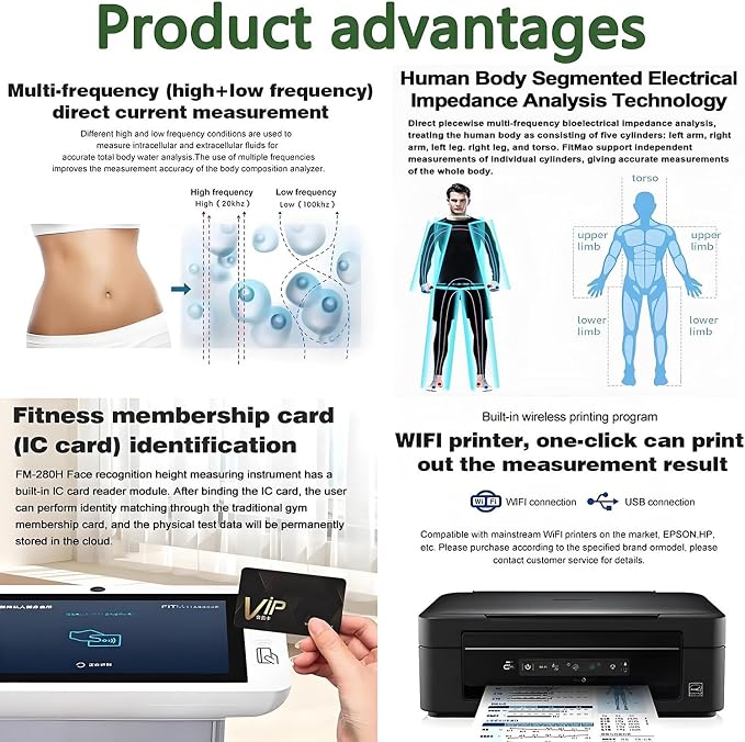 Body Composition Analyser Weight Height Measurement Intelligent Body Scanner Measurement Analysis Fat Testing Machine Human Analyzer with Printer
