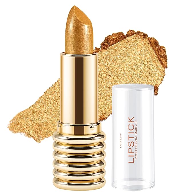 Boobeen Glitter Lipstick for Women Metallic Lip Stick Sparkling Shine Lip Makeup, Bold Smooth Lip Color High Pigment Long Lasting, Creamy Lipstick Full Coverage