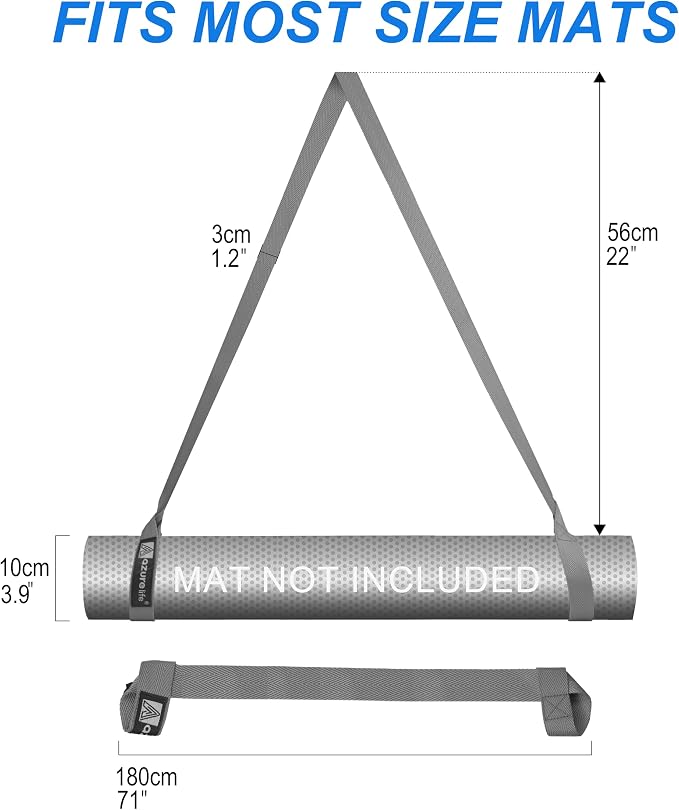 A AZURELIFE [MAT NOT Included] Yoga Mat Sling, Yoga Mat Straps for Carrying, Easy-Cinch Yoga Mat Holder Strap