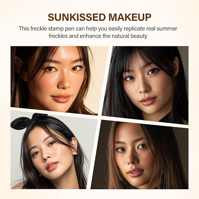 Freckle Stamp Pen, Natural Fake Freckle Makeup Pen，Waterproof Quick Dry Long Lasting Soft Faux Freckles, Lifelike Magic Stamp Marker for Sunkissed Makeup (Dark)