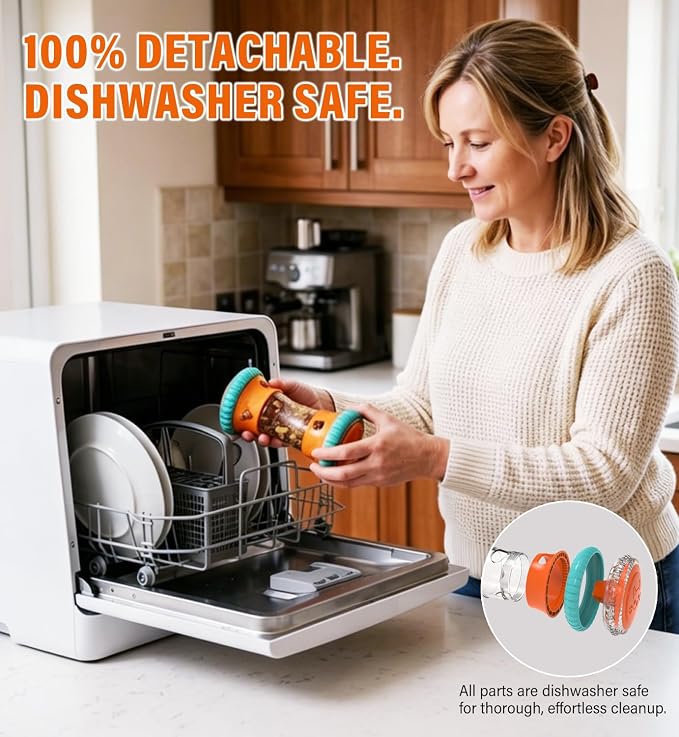 Dog Slow Feeder Toy & Enrichment Puzzle, Interactive Treat Dispenser for All Breeds, Freeze-Dried Compatible Dual Port, Quiet Rubber Wheels, Dishwasher Safe, Boredom & Anxiety Relief