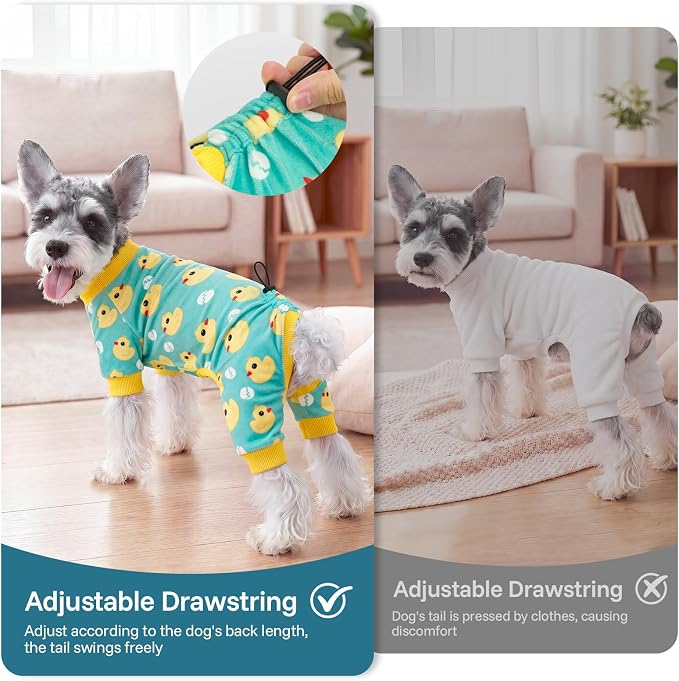 XPUDAC Dog Pajamas for Medium Large Breeds, Velvet Dog Recovery Suit, 6XL | Stretchy, Soft, Duck Patten, Adjustable, Warm, Breathable, Sleepwear, Post Surgery, Anti-Shedding, All Seasons