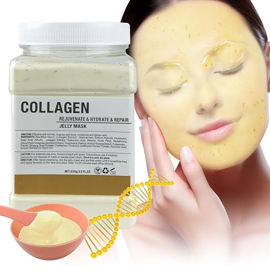 Jelly Mask for Facials Professional, Hydrating & Moisturizing Peel-Off Natural Gel Face Mask SkinCare, Professional Spa Use Jelly Face Masks, Deep Hydration & Glow 23 Fl Oz (Collagen)