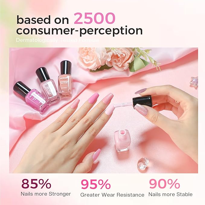 Morovan Fingernail Nail Polish Set: Valentine Neutral Nude Light Baby Pink Nail Polish Kit Spring Summer Air Quick Dry Pale Regular Fingernail Polish Pack DIY for Women Girls Gift Holiday