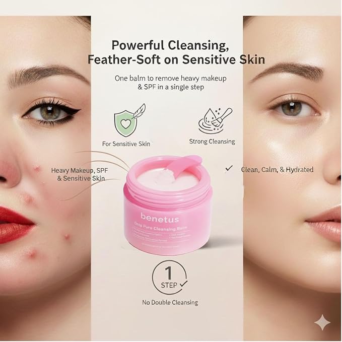 Deep Pure Cleansing Balm, Hydrating Non-Stripping Makeup Remover for Heavy Makeup and Sunscreen, Gentle Facial Cleanser for Oily, Blackhead-Prone & Sensitive Skin, 3.5 fl oz