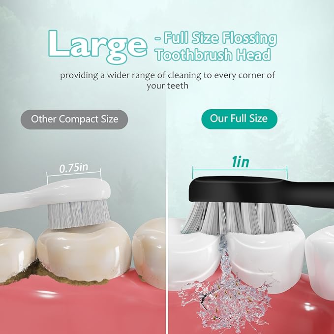 Replacement Heads for Water pik Sonic Fusion 2.0, Extra-Large Size Flossing Toothbrush Head fit for Water pik SF-01 SF-02 SF-03 SF-04 (Black, 5 Count)