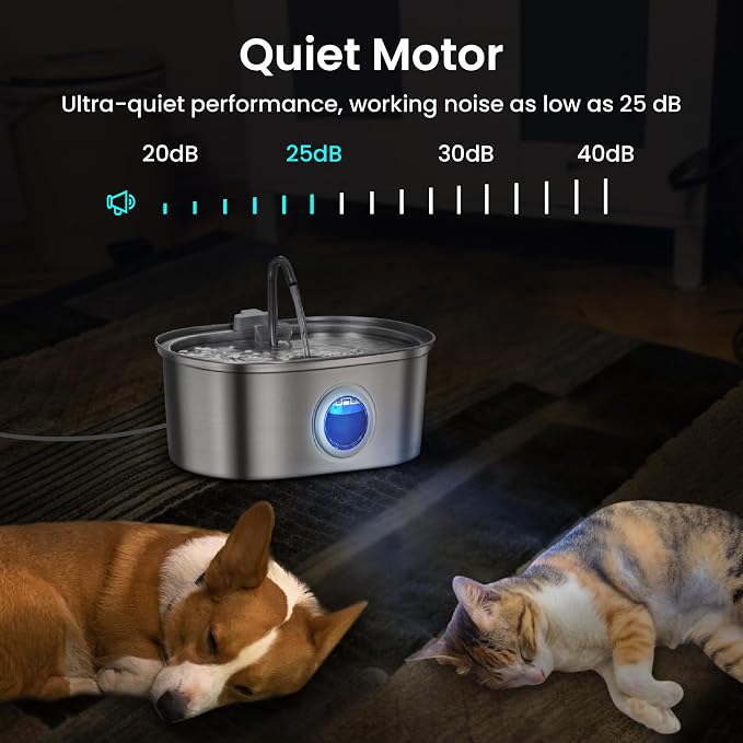 PawsPik SS-01 Stainless Steel Faucet-Design Cat Fountain 108.2 oz