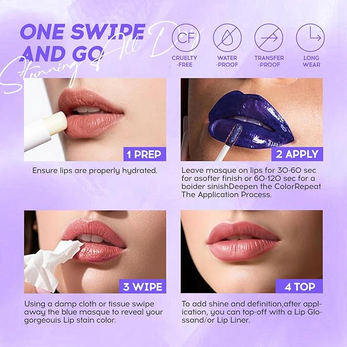 3PCS Lip Stain Peel Off， High Pigment Matte Lip Color,All-Day Vibrant Kiss-Proof Lip Stain, Long Lasting Waterproof Lip Tint for Women