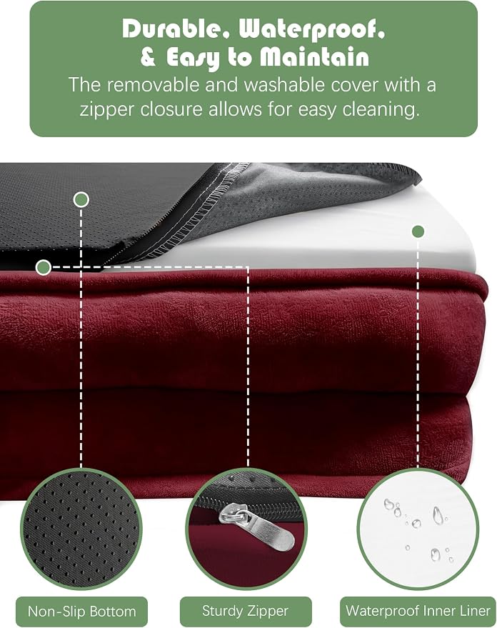 Spotted Play Orthopedic Dog Bed with Sides - Sofa Beds for Extra Large Dogs, Supportive Foam Pet Couch Bed with Washable Removable Cover, Waterproof Lining and Non-Slip Bottom, Burgundy - XL