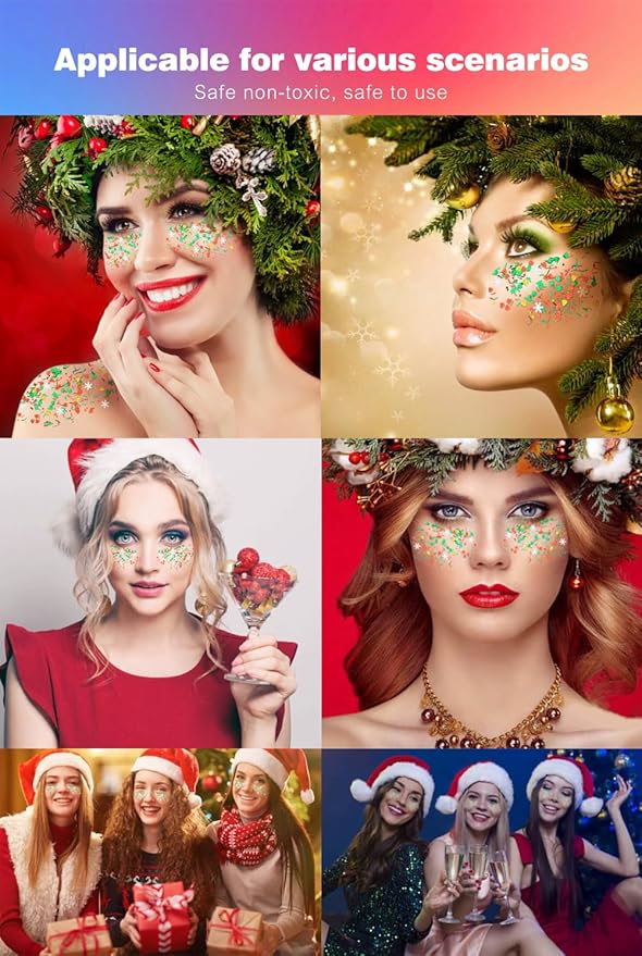 Chunky Glitter Gel Set 6 Colors Cosmetic Glitter for Body Face Hair Nail,Sequins Glitter for Women and Kids,Multi-Use Festival Party Sparkle Powder