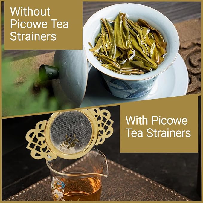 2 Pack Tea Strainer Bowl,Stainless Steel Small Tea Strainers Fine Mesh Loose Tea Infusers,Ideal Tea Filter for 2.5-4 Inch Cup Mouth/Tea Lovers(Gold)