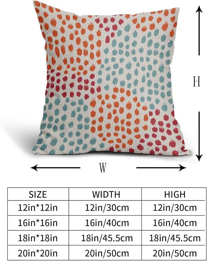 Blue Orange Red Pillow Covers 18x18 Set of 2 Fall Colored Art Dot Decorative Throw Pillows Trendy Print Outdoor Pillowcase Holiday Seasonal Cushion Cover Linen Pillow Case Decor for Sofa Couch Bed