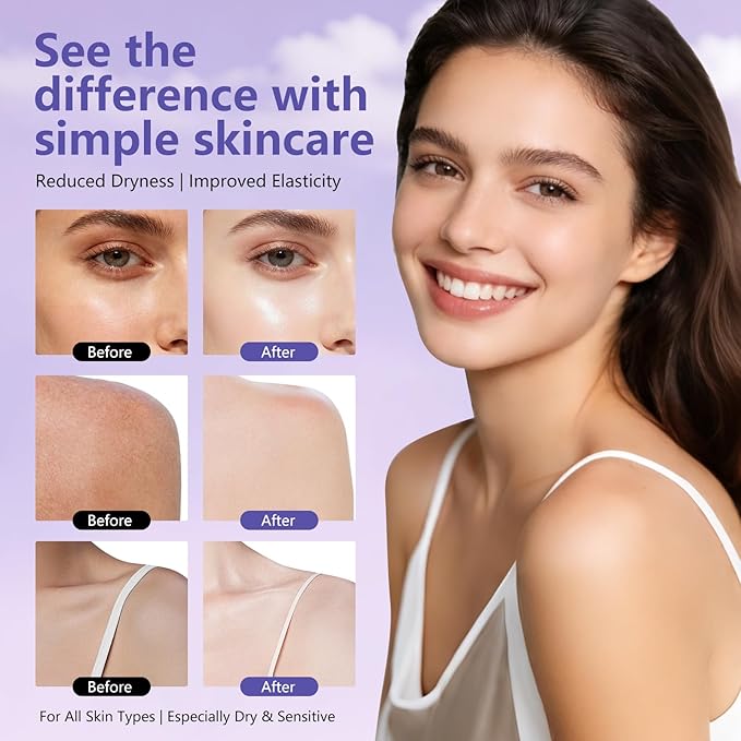 Moisturizing Cream - 200ml Hydrating Body & Face Moisturizer with Shea Butter & Sweet Almond Oil, Vitamin E for Nourishing & Brightening Skin, Long-Lasting Moisturization. (Lilac)