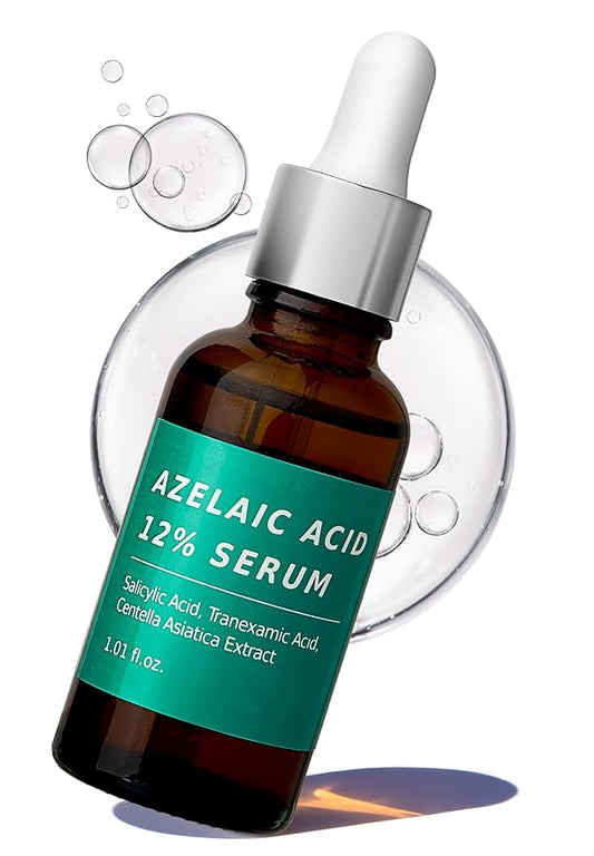 Azelaic Topical Acid 12% Serum for Face – Dark Spot Remover with Tranexamic Acid, Salicylic Acid, Niacinamide & Centella Asiatica – Acne, Hyperpigmentation & Rosacea Treatment 1 Oz Korean Skincare
