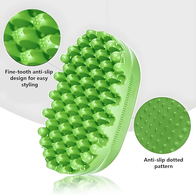 Rubber Curling Hair Brush，Premium Twist Tool for Afro Hair，Ideal for Curly, Coiled, 4C Hair，Quick & Easy Styling，Green