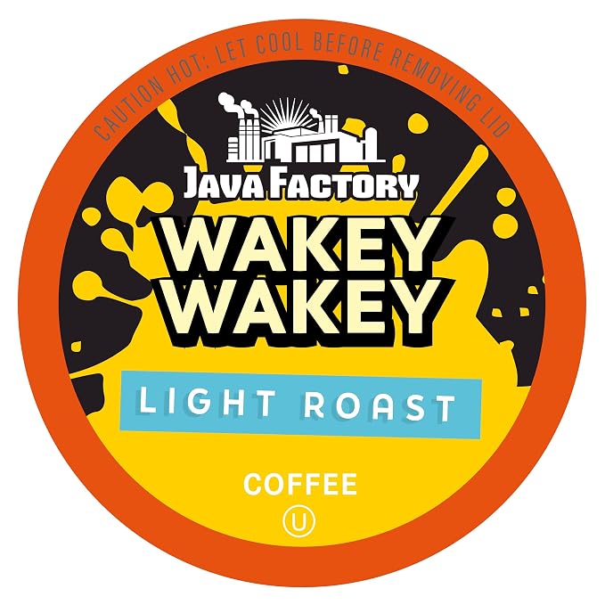 Java Factory Coffee Pods Light Roast Coffee Compatible with K Cup Brewers Including 2.0, Wakey Wakey, 80 Count