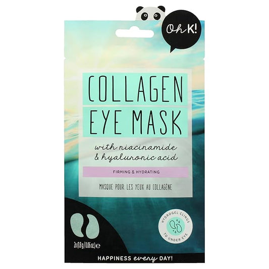 Oh K! Eye Mask - Collagen - Hydrating Under Eye Patches - Undereye Patches with Niacinamide, Hyaluronic Acid - Collagen Mask for Dark Circles - 1 Pair