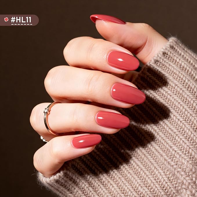 12Pcs Rose Nail Polish Set with Base and Top Coat Burgundy Dark Wine Cherry Red Hot Pink Fingernail Polish Kit Air Quick Dry Regular Finger Nail Polish Pack for Women Gift Holiday 5ML