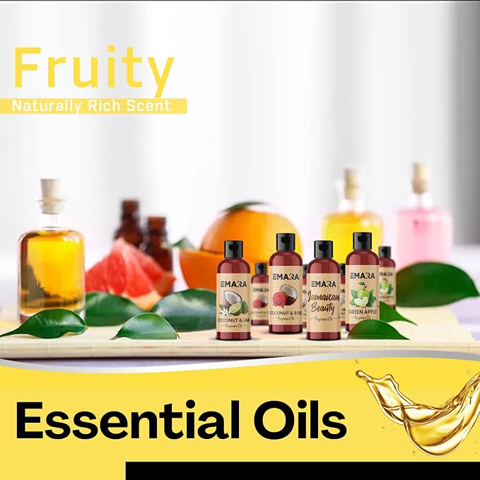 EMARA All Natural Fruity Green Apple Essential Oil for Diffusers, Skin Care, Aromatherapy Fragrance Oil, Organic Therapeutic Grade 4 fl oz