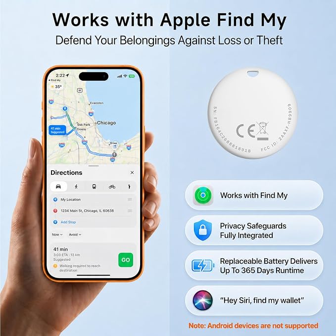Air Tracker Tag 1 Pack, Item Finder for Apple Find My (iOS Only)