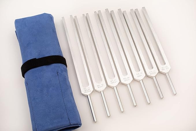Chakra Tuning Forks Set for Healing – 7 Chakra Frequencies 126.22Hz to 221.23Hz | Precision-Machined Aluminum Alloy | Made in USA |Chakra Healing, Sound Therapy, Reiki, Yoga, Energy Balancing Tools.