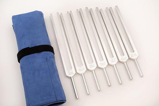 Chakra Tuning Forks Set for Healing – 7 Chakra Frequencies 126.22Hz to 221.23Hz | Precision-Machined Aluminum Alloy | Made in USA |Chakra Healing, Sound Therapy, Reiki, Yoga, Energy Balancing Tools.