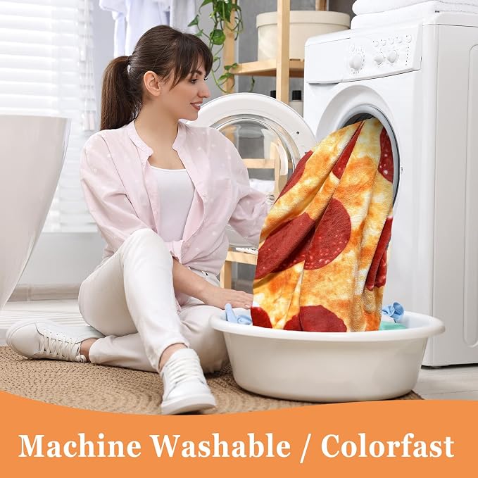 Bcareself Pizzas Blanket Adult Kdis Size 2.0 Double Sided Funny Realistic Food Personalized Throw Blanket Novelty Gift for Everyone Soft Pepperoni Pizzas Blanket Soft Flannel 60 inches