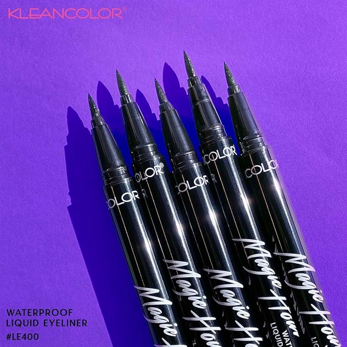 Kleancolor Magic Hour Waterproof Black Eyeliner Pen | Felt-Tip | Long-Lasting (1, Black)