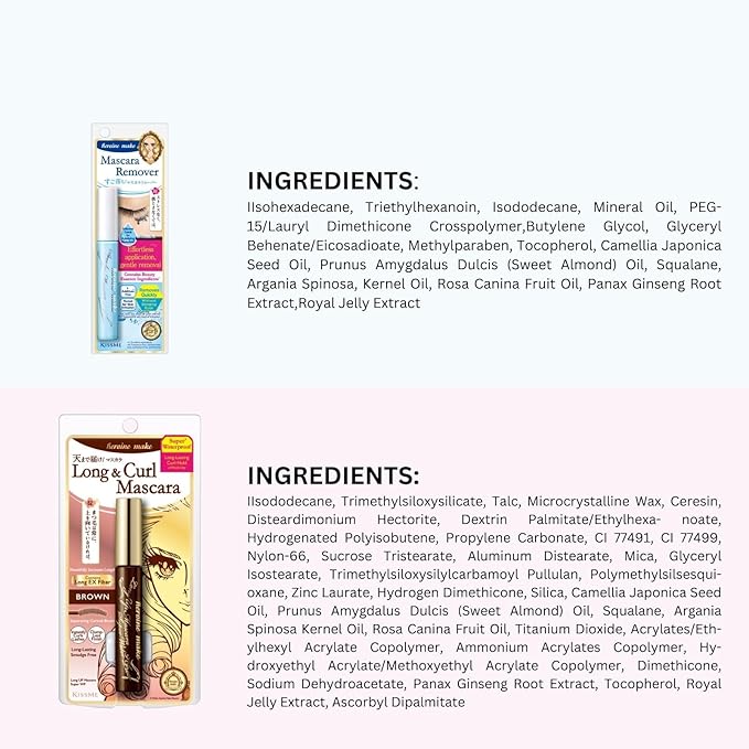 HEROINE MAKE by KISSME Brown Mascara Waterproof by Tubing Fiber for Long & Curl Eye Makeup, Volume and Length by Natural Lash Look + Gentle Mascara Remover Oil Free from Japan, 2 Set