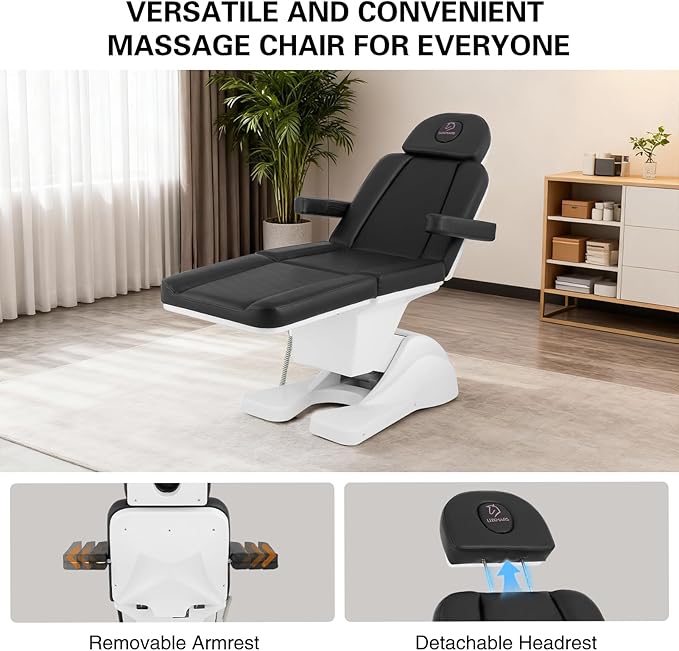 Electric Tattoo Chair with 3 Motors for Esthetician, Height Adjustable Facial Bed for Client, 660Lbs Capacity Facial Massage Bed for Beauty Spa