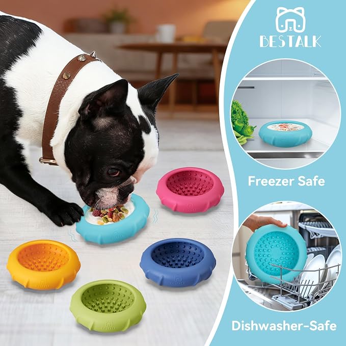 Dog Lick Bowl, Bestalk Wobbly Freeze Bowl Enrichment Feeder for Dogs, Anxiety Relief Lick Mat Puzzle Toy for Distraction, BPA Free Silicone, Dishwasher Safe(Teal,S)