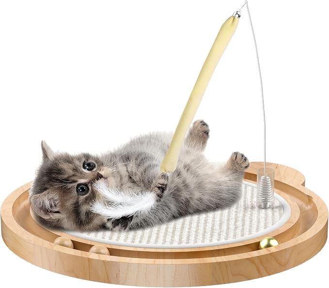 Cat Scratcher Toys Natural Sisal Pad Kitten Interactive Ball Track