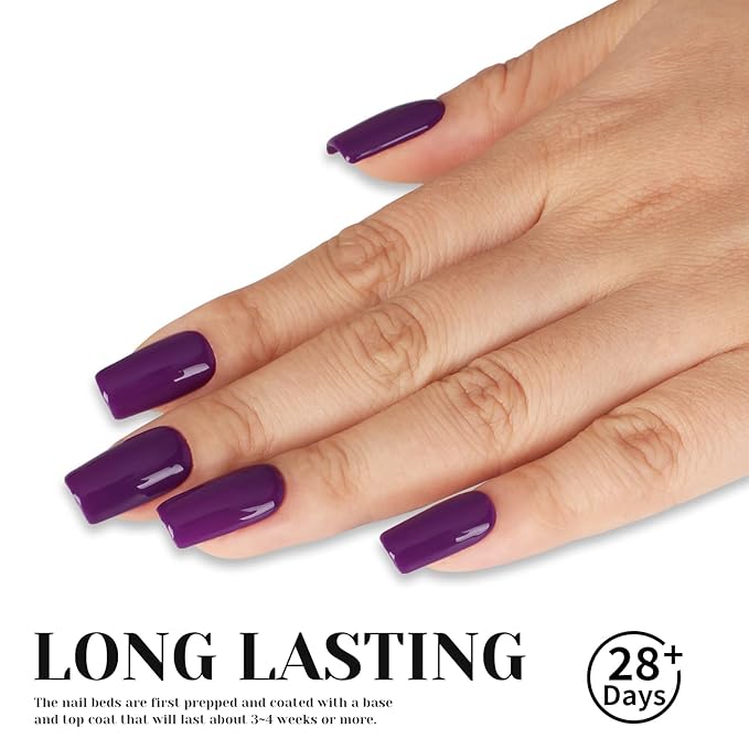 Dark Purple Gel Nail Polish, 0.51 Fl Oz UV/LED Soak Off Deep Grape Purple Gel Polish Kit for Manicure Salon or DIY Nail Art Starter, Fall Winter Color - GP0057